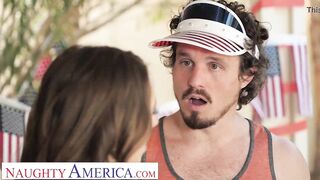 Naughty America - Aubree Valentine & Jackie Hoff give Jackie's boyfriend a hot threesome