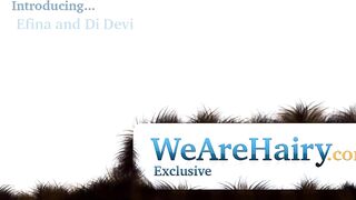 Hairy Efina and Di Devi have hot lesbian sex together