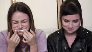 2 girls showing their oral and swallowing skills – mega hot