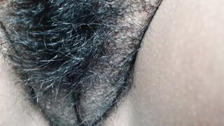 hairy Mexican shows pussy up close