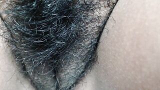 hairy Mexican shows pussy up close