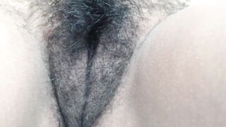 hairy Mexican shows pussy up close