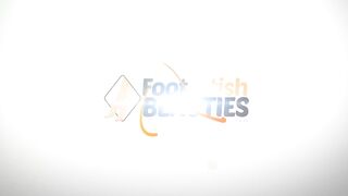 Barefoot lesbians play footises under the table (Petra Feet)