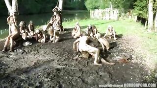 Wild ladies from the forest like to have group sex with guys and girls they catch