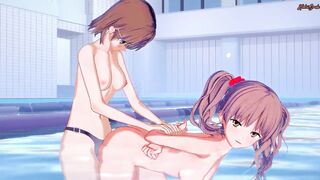 Misaka Mikoto strapon fucks Shirai Kuroko in a swimming pool - A Certain Magical Index Hentai.