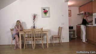 Guy finds his gf and stepmom naked