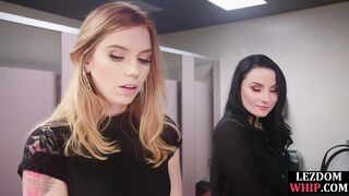 Lesbian domination with toy and strapon anal fucked