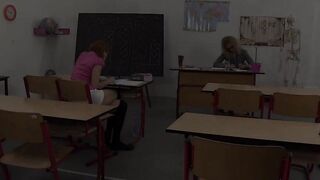 Sexy teacher is about to make love with a lesbian student, while they are in the classroom