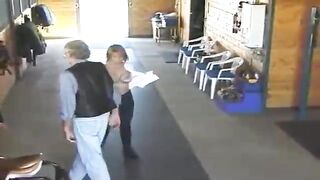 Older boss tied up Blondie Jaque in a barn so she can be spanked and punished for her felony