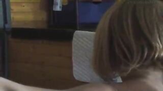 Older boss tied up Blondie Jaque in a barn so she can be spanked and punished for her felony