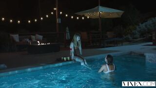 VIXEN Janice Griffith and Ivy Wolfe Sneak Into Backyard For Nighttime Pool Fun