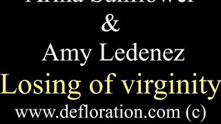 Virgin defloration by lesbians Arina Sunflower and Amy