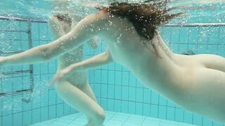 Enjoy them stripping sexy girlfriends Nastya and Libuse in the pool