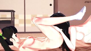 Nezuko and Kanao lick pussy and trib until they orgasm together - Demon Slayer Hentai.