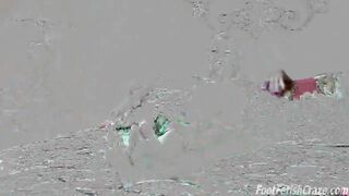 Ebony lesbian worship blonde girl's feet