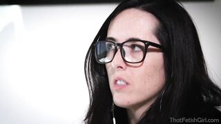 After she got gagged and tied up, big titted brunette got her pussy thoroughly licked