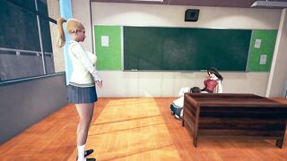 Student Lick Teacher's Pussy in Class Room - two Student Watching POV
