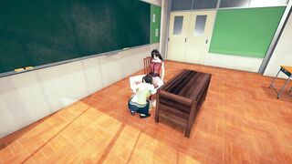 Student Lick Teacher's Pussy in Class Room - two Student Watching POV