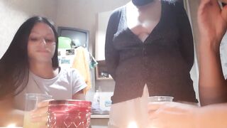Swedish lesbian family romantic dinner turns into sex - Lesbian Illusion Girls