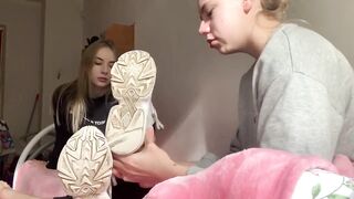 Sole cleaning, sock sniffing and feet licking of Goddess Anny