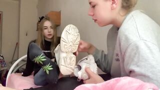 Sole cleaning, sock sniffing and feet licking of Goddess Anny