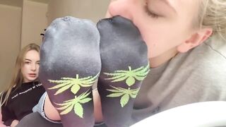 Sole cleaning, sock sniffing and feet licking of Goddess Anny