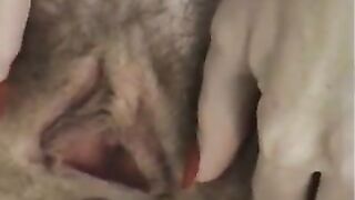 Brunette with an awesome butt and a hairy tight pussy strips naked