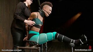 Ebony in split suspension caned (Nyrobi Knight, Claire Adams, Nikki Darling, Niki Dominick, Nyrobi Knights)