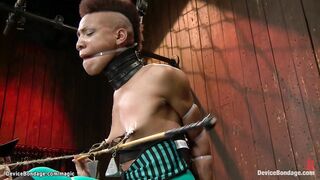 Ebony in split suspension caned (Nyrobi Knight, Claire Adams, Nikki Darling, Niki Dominick, Nyrobi Knights)