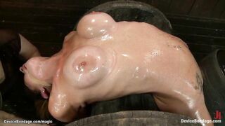 Lezdoms oils slut in back arch bondage