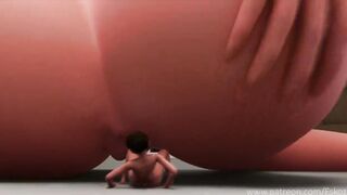 Гигантская милфа пожирает киской девушку мульт