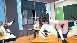 6 SchoolGirls & 2 Teachers Tribbing Orgy
