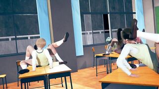 6 SchoolGirls & 2 Teachers Tribbing Orgy