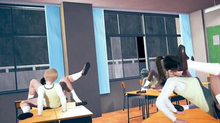 6 SchoolGirls & 2 Teachers Tribbing Orgy