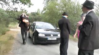 Anal sex in the countryside with two beautiful elegant sluts