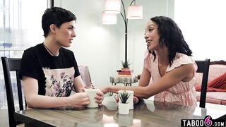 Straight black teen Alexis Tae tries lesbian sex with her MILF friend Olive Glass