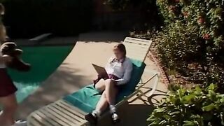 lesbian schoolgirls by the pool