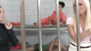 Blonde spanked by policewoman