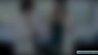 Sexy slutty scientist Bree massages Stellas filled breasts and savory ass