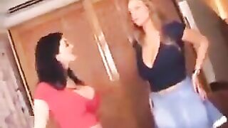 Lorna Morgan plays with Ines Cudnas tits.