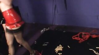 Mistress having fun with her blonde slave girl