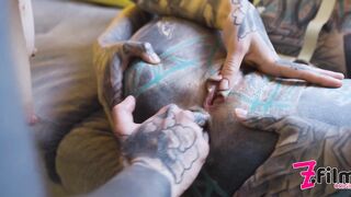 Heavily TATTOOed goth girl strap on ANAL fucking alternative pornstar - anal gape, prolapse, lesbian, toys, high heels