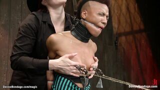 Ebony in extreme suspension caned (Nyrobi Knight, Claire Adams, Nikki Darling, Niki Dominick, Nyrobi Knights)