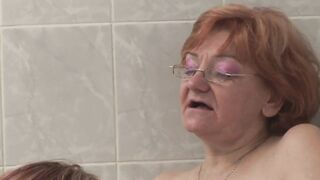 Lesbian – fat old grannies have toy sex