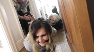 Kinky ladies got tied up and left on the floor the other day and it felt good