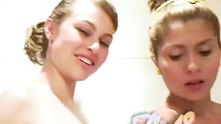 PREMIUMGFS - Ellie 18 with Lesbian Friend shower together rubbing pussy