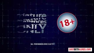 2 beautiful girls play a game of strip darts