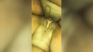Enjoying Making her while she squirts on my fat ftm dick