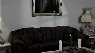 Busty mature lesbian with tongue ring eats toned brunette lesbian's hairy cunt