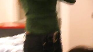 Girl dominates roomate with feet